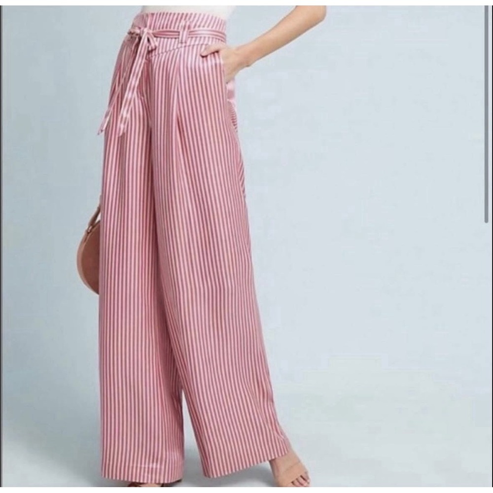 ett:twa by Anthropologie Womens Size US 14 Striped Pink Wide Leg Pants NWT